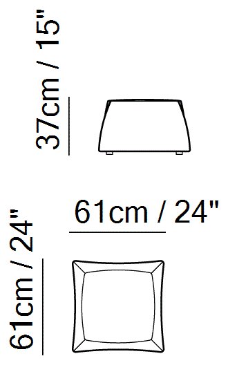 Bis Pouf by Natuzzi Italia: Pouf, outline drawing with sizes