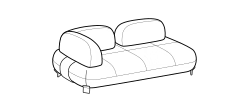 Pacific Outdoor Sofa by Ditre Italia, size drawing: 2-seater sofa with 1 armrest