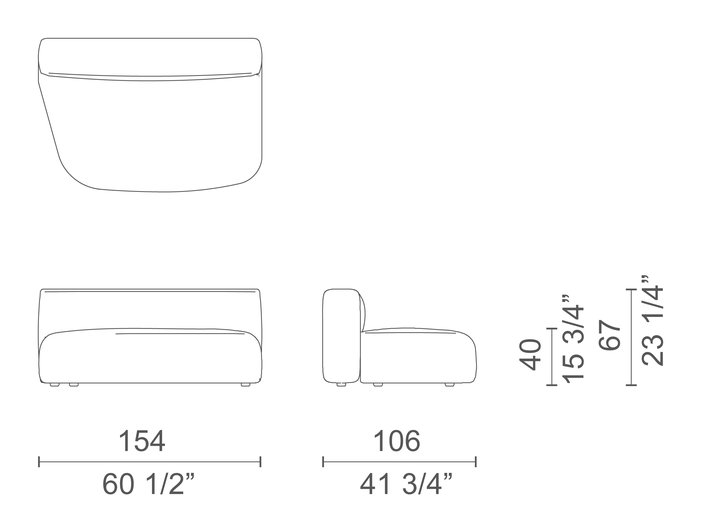 Litos Sofa by Cappellini, size drawing: LT_2