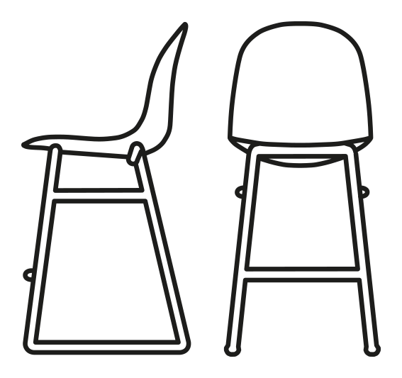 Academy Stool, Sled Base by Connubia, size drawing