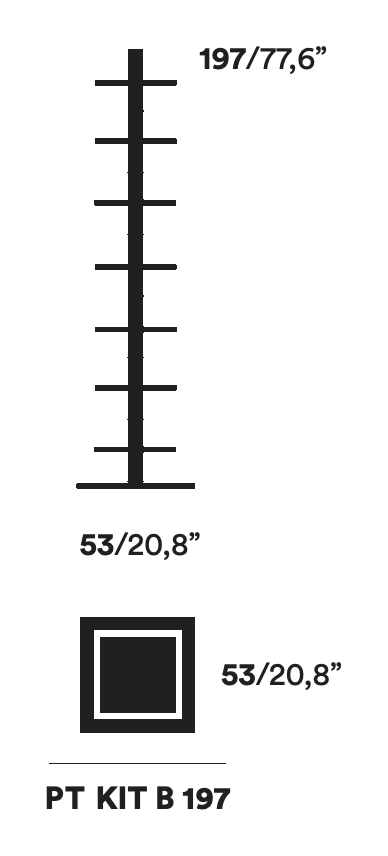 Ptolomeo x4 Bookcase by Opinion Ciatti, size drawing: PT KIT B 197