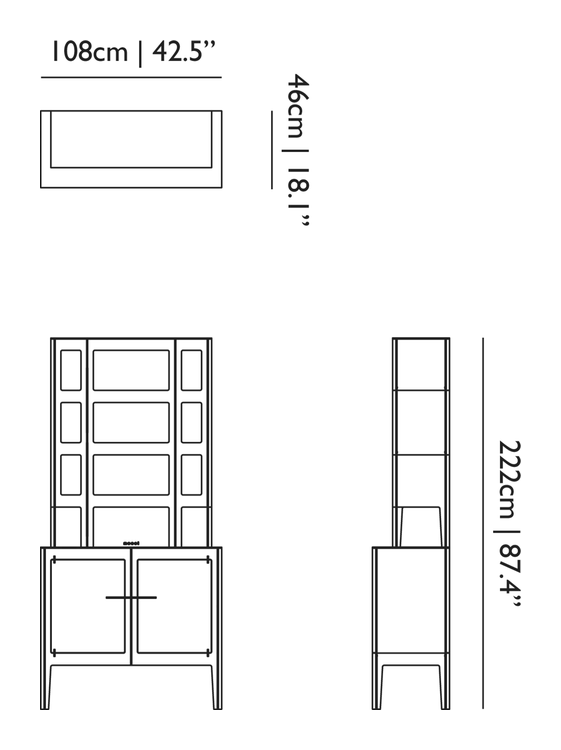 No Screw No Glue Cabinet by Moooi, size drawing