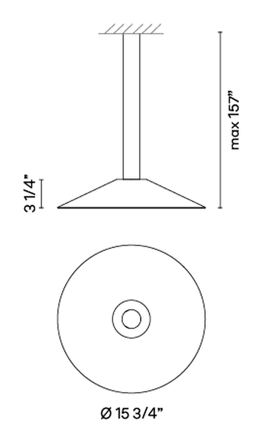 Circus Solo Ceiling and Pendant Lamps by Vibia, size drawing: Model 0182
