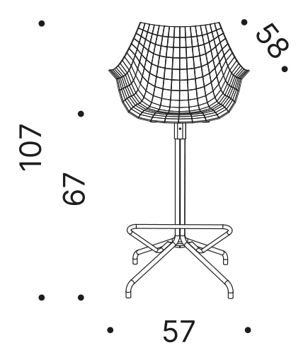 Meridiana Counter Stool by Driade, size drawing