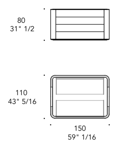 San Marco Isola Storage Island by Reflex, size drawing