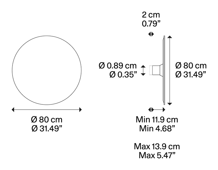 Puzzle Mega Wall Lamp by Lodes, size drawing: Puzzle Mega round large