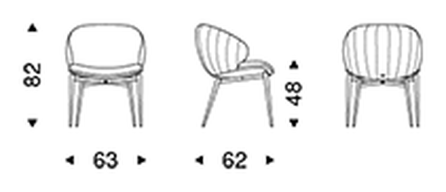 Charlotte Armchair by Cattelan Italia, size drawing