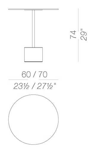 Jey P381 Table by LaPalma, size drawing