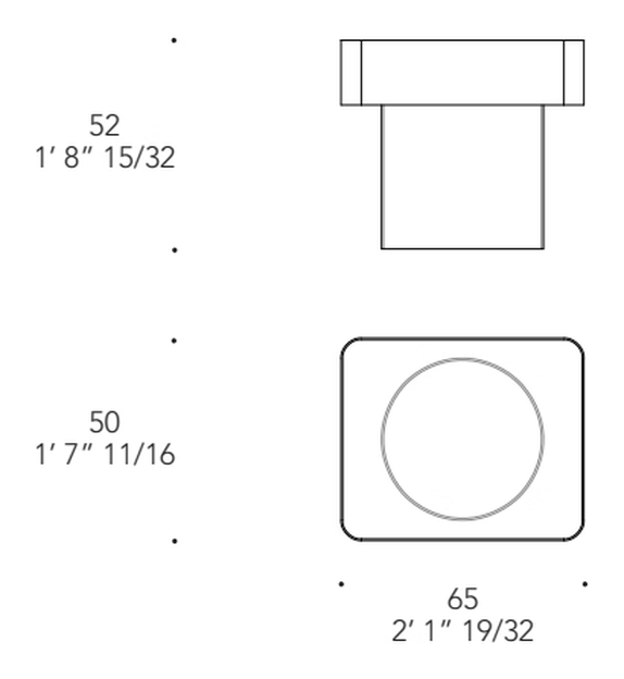 Tau Comodino Nightstand by Reflex, size drawing