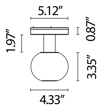 Mini Glo-Ball Track Module by Flos, size drawing