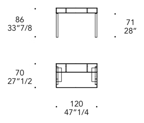 Twist Desk by Reflex, size drawing
