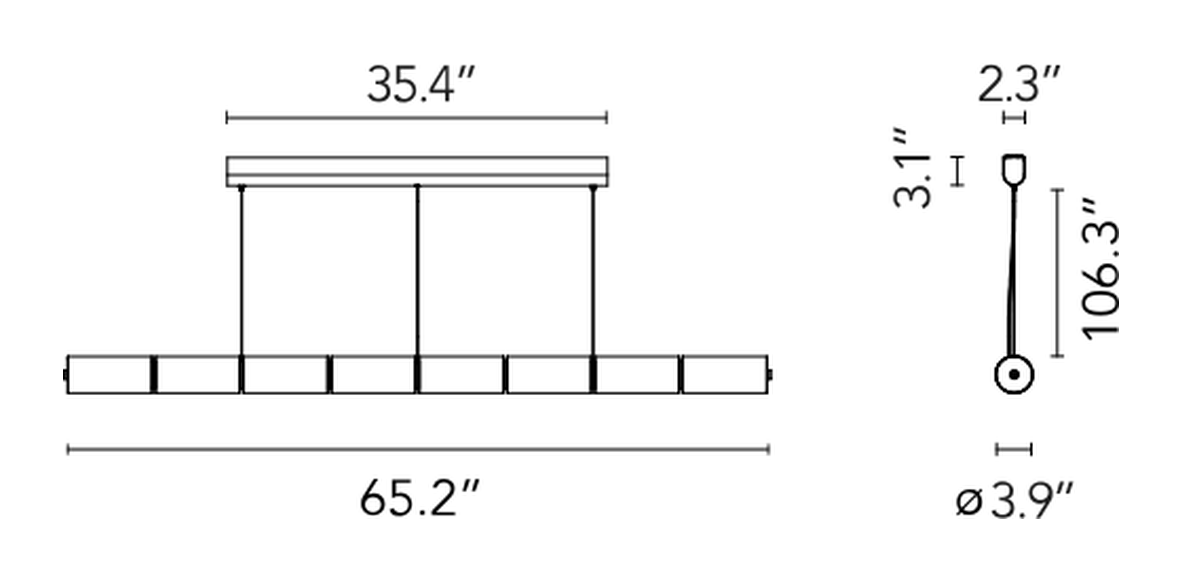 Luce Orizzontale Pendant Lamp by Flos, size drawing: Luce Orizzontale S1
