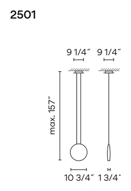 Cosmos Pendant Lamp by Vibia, size drawing: Model 2501