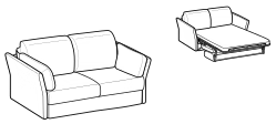Kanaha 2.0 Sofa Bed by Ditre Italia, size drawing: 2-seater sofa bed