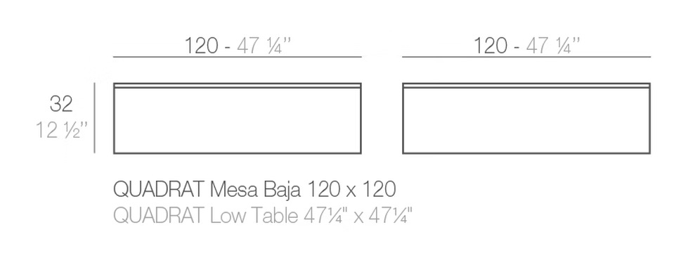 Jut Chill Low Table by Vondom, size drawing