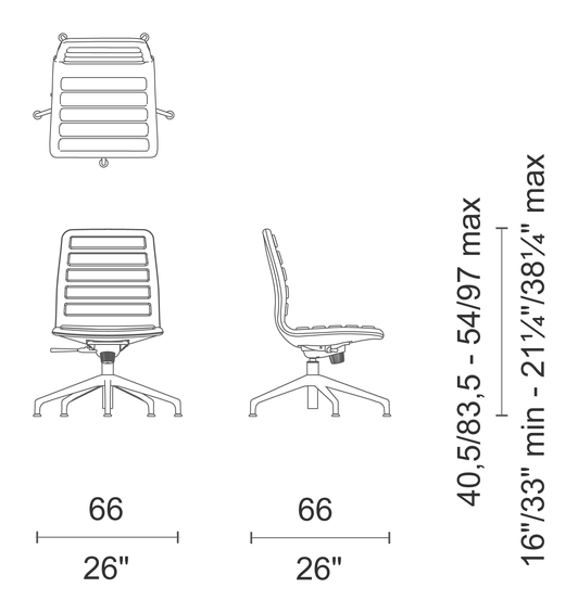 Lotus (Low, Medium, High) Chair by Cappellini, size drawing: LS_35