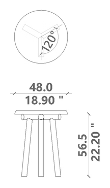 Hydra Coffee Table by Talenti, size drawing: Ø 48 × 60