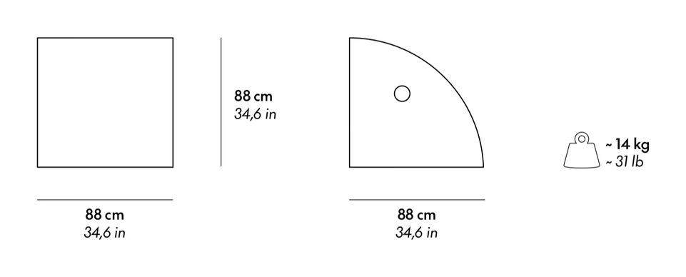 Torneraj Seat by Gufram, size drawing