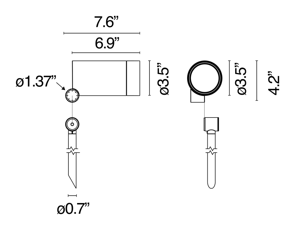 Spine F Ultra Light Head by Flos, size drawing: Spine F 2 Ultra