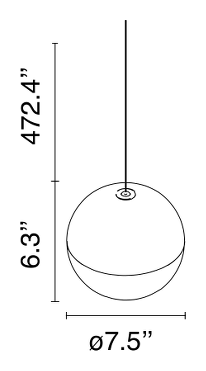 String Light Pendant System by Flos, size drawing: String Light - Sphere head - 12mt cable