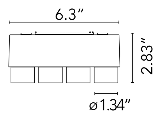 Multi Spot 4 Track Module by Flos, size drawing
