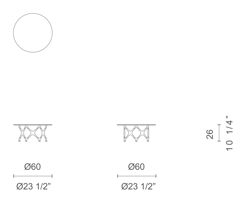 X Table System by Cappellini, size drawing: XTS1