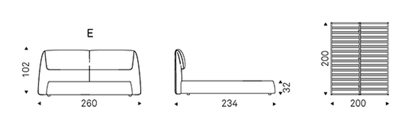Simon Double Bed by Cattelan Italia, size drawing 4