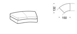 Loman 2.0 Sofa by Ditre Italia, size drawing: Central corner base