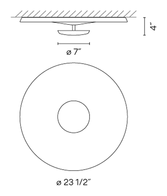 Top Wall and Ceiling Light by Vibia, size drawing: Model 1160