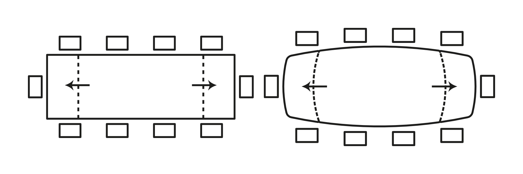 Gemini Dining Table by Connubia, size drawing