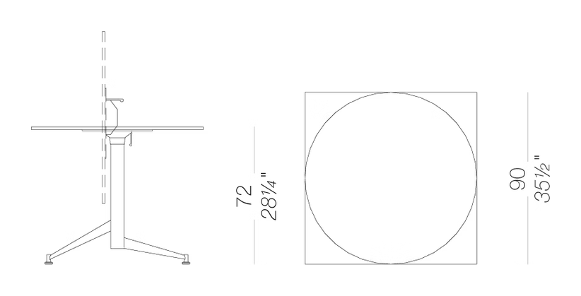 Seltz Big Table by LaPalma, size drawing