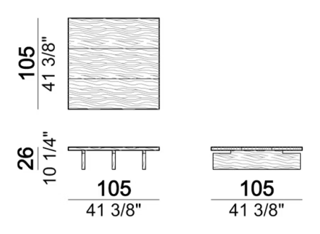 Santos Sofa by Arketipo, size drawing: Coffee table T1