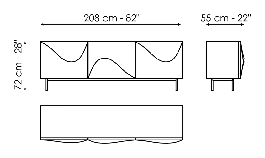 Vertigo Sideboard by Bonaldo, size drawing: Vertigo 208