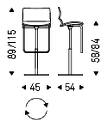 Victor Bar Stool by Cattelan Italia, size drawing
