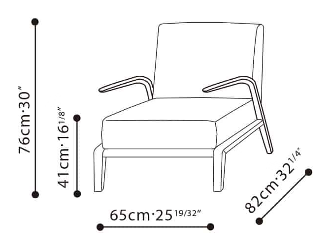 Venus Chair by Camerich, size drawing: C02A1701