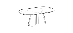 Pillar Dining Table by Ditre Italia, size drawing: Table 200 light marble top