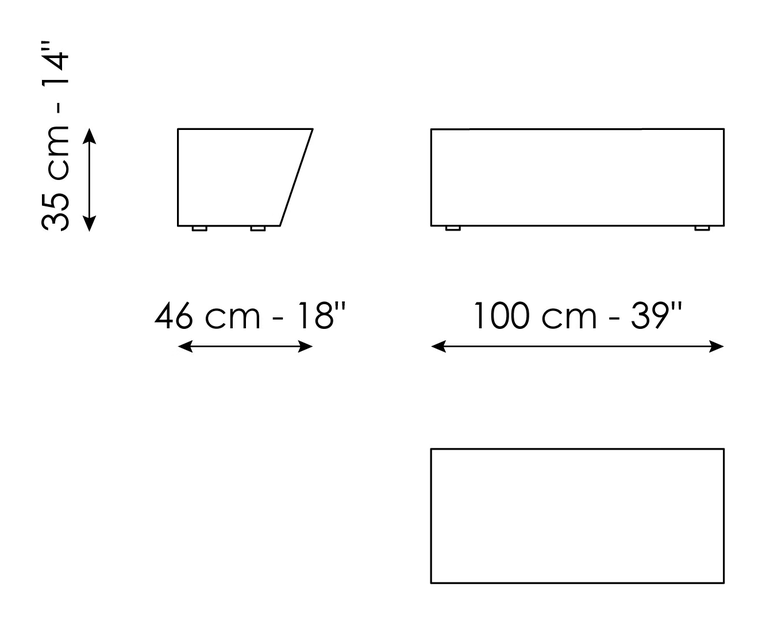 Litos Coffee Table by Bonaldo, size drawing: Litos high