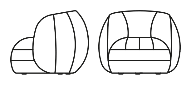 Reef Armchair by Connubia, size drawing