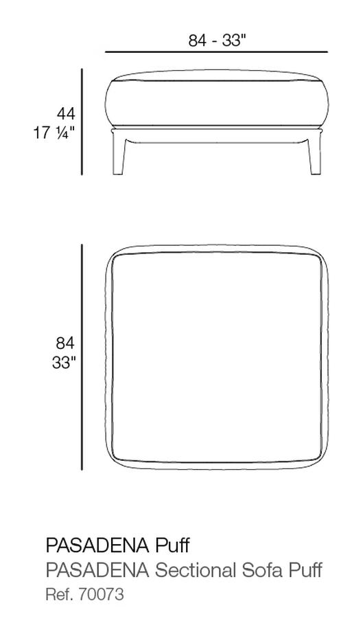 Pasadena Ottoman by Vondom, size drawing