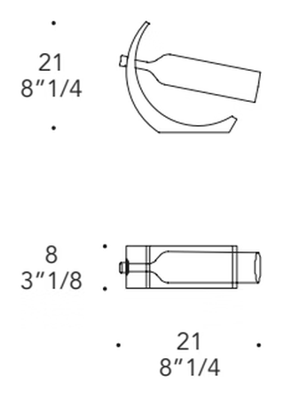 Eclisse Wine Bottle Holder by Reflex, size drawing