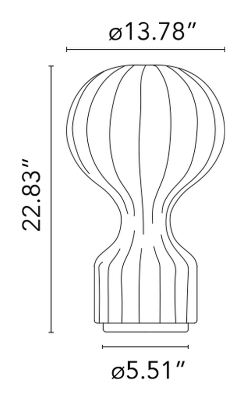Gatto Table Lamp by Flos, size drawing: Gatto