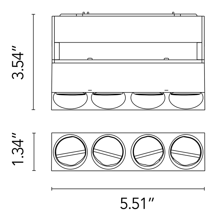 Light Shadow Wall-Washer Track Module by Flos, size drawing