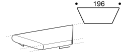 Papilo Sofa by Ditre Italia, size drawing: Trapezoid base with tapered front
