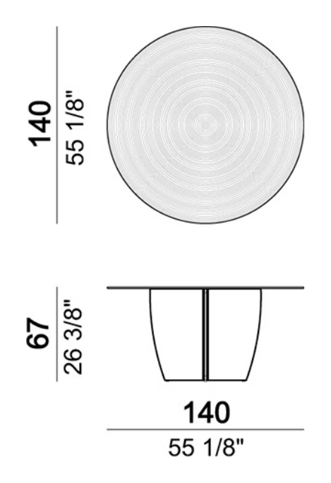 Gambler Dining Table by Arketipo, size drawing