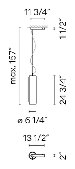 Guise Lighting Collection by Vibia, size drawing: Model 2270