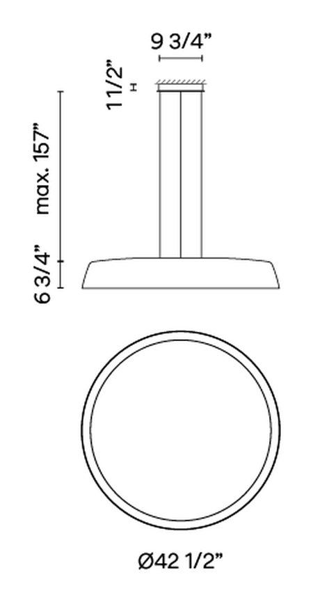 Bigger Ceiling and Pendant Lamps by Vibia, size drawing: Model 3935