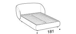 Pacific Bed by Ditre Italia, size drawing: Double size bed for 160x200 cm mattress