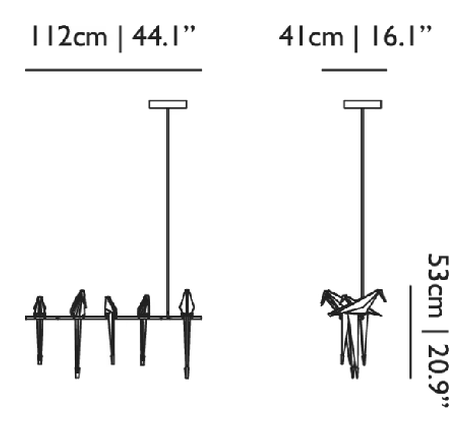 Perch Light Branch Pendant by Moooi, size drawing: Large