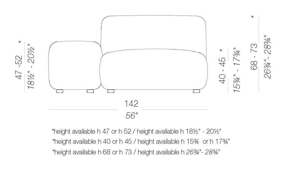 Plus Chaise Lounge 3, Indoor by LaPalma, size drawing