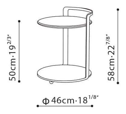 Harmon Petite Side Table by Camerich, size drawing